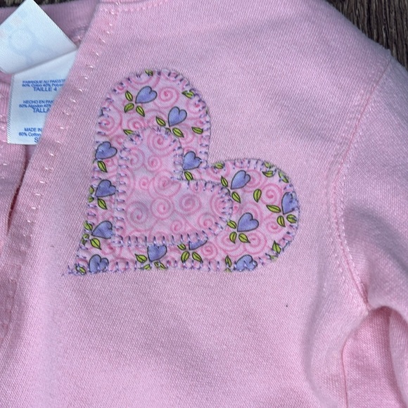 Vintage girls Pink Cardigan with Heart Patches size 4 - Picture 4 of 7